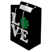 St Patrick's Day LOVE Shamrock Irish Medium Cadeauzakje (Achterkant Gekanteld)