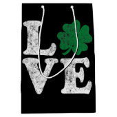 St Patrick's Day LOVE Shamrock Irish Medium Cadeauzakje (Voorkant)