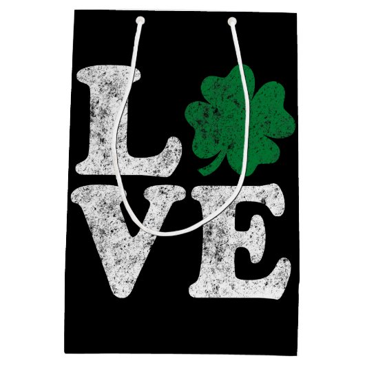St Patrick's Day LOVE Shamrock Irish Medium Cadeauzakje (Achterkant)