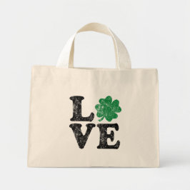 St Patrick's Day LOVE Shamrock Irish Mini Tote Bag
