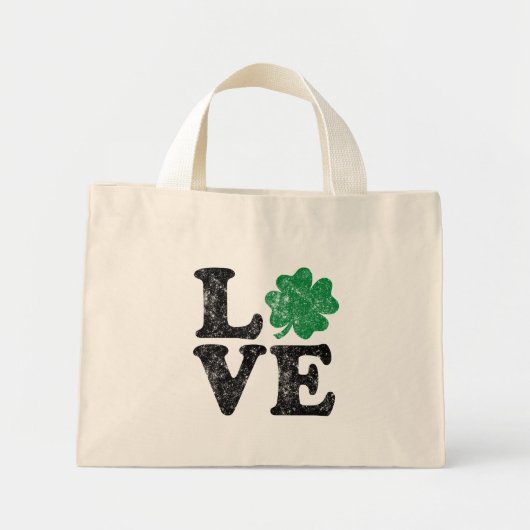 St Patrick's Day LOVE Shamrock Irish Mini Tote Bag (Voorkant)