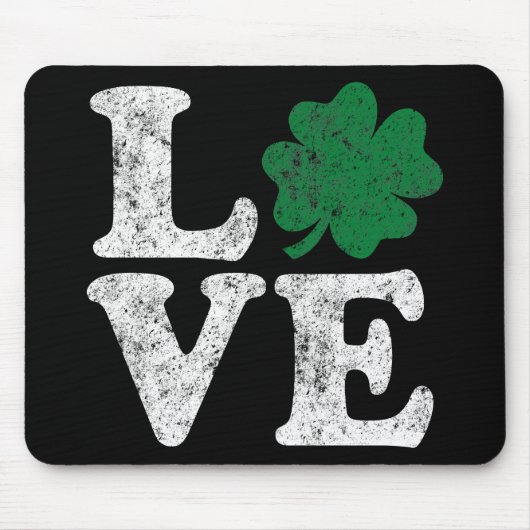 St Patrick's Day LOVE Shamrock Irish Muismat (Voorkant)
