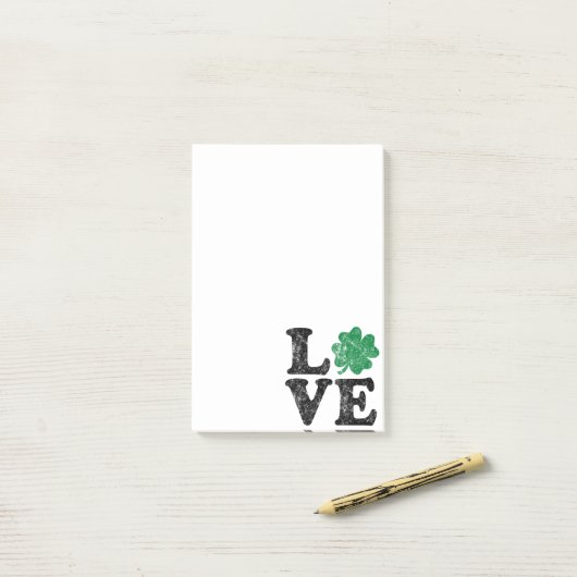 St Patrick's Day LOVE Shamrock Irish Post-it® Notes (Op bureau)