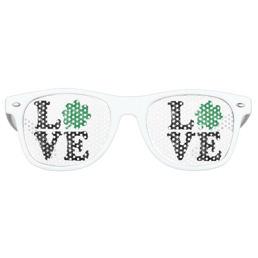 St Patrick's Day LOVE Shamrock Irish Retro Zonnebril (Voorkant)