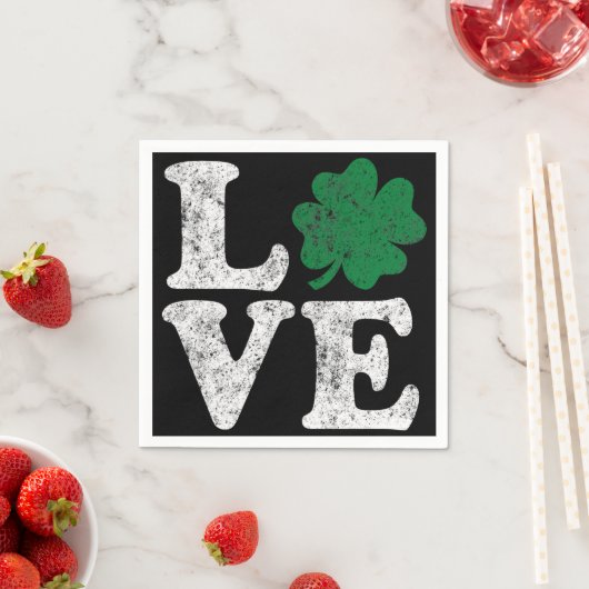 St Patrick's Day LOVE Shamrock Irish Servetten (Insitu)
