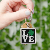 St Patrick's Day LOVE Shamrock Irish Sleutelhanger (Hand)