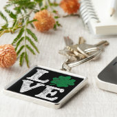 St Patrick's Day LOVE Shamrock Irish Sleutelhanger (Zijkant)