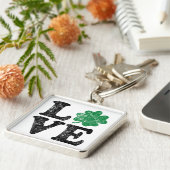 St Patrick's Day LOVE Shamrock Irish Sleutelhanger (Zijkant)