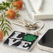 St Patrick's Day LOVE Shamrock Irish Sleutelhanger (Voorkant Rechts)