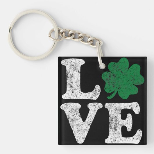 St Patrick's Day LOVE Shamrock Irish Sleutelhanger (voorkant)