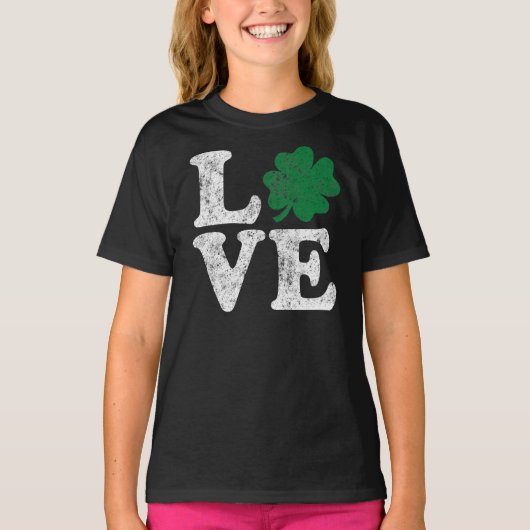 St Patrick's Day LOVE Shamrock Irish T-shirt (Voorkant)