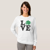 St Patrick's Day LOVE Shamrock Irish T-shirt (Voorkant volledig)