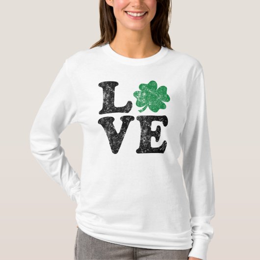 St Patrick's Day LOVE Shamrock Irish T-shirt (Voorkant)