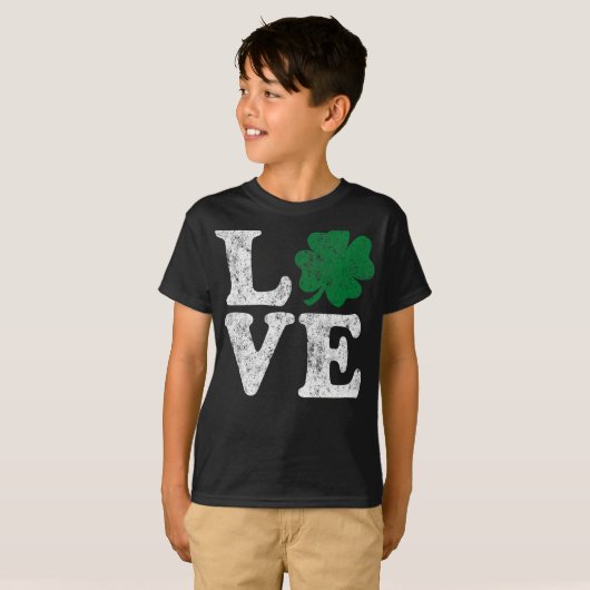 St Patrick's Day LOVE Shamrock Irish T-shirt (Voorkant volledig)