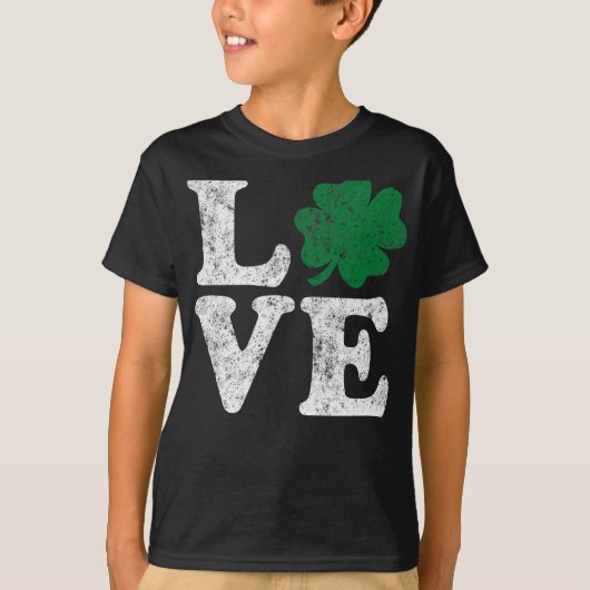 St Patrick's Day LOVE Shamrock Irish T-shirt (Voorkant)