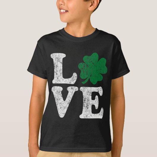 St Patrick's Day LOVE Shamrock Irish T-shirt (Voorkant)