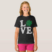 St Patrick's Day LOVE Shamrock Irish T-shirt (Voorkant volledig)