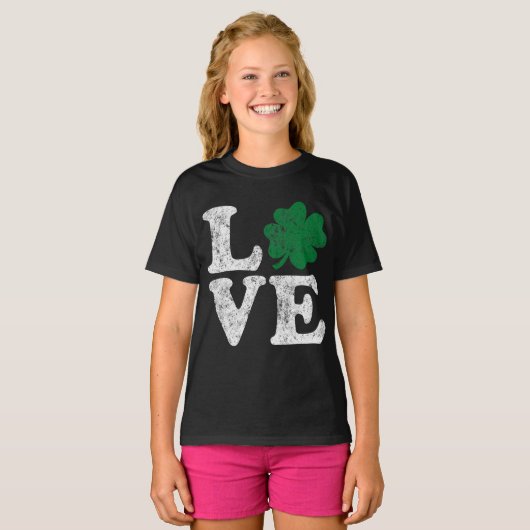 St Patrick's Day LOVE Shamrock Irish T-shirt (Voorkant volledig)