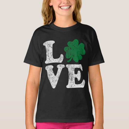 St Patrick's Day LOVE Shamrock Irish T-shirt (Voorkant)