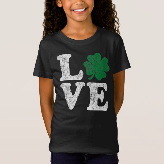 St Patrick's Day LOVE Shamrock Irish T-shirt (Voorkant)