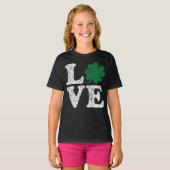 St Patrick's Day LOVE Shamrock Irish T-shirt (Voorkant volledig)