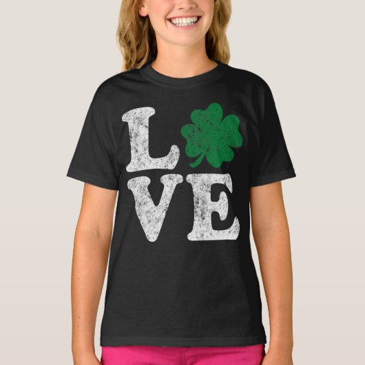 St Patrick's Day LOVE Shamrock Irish T-shirt (Voorkant)