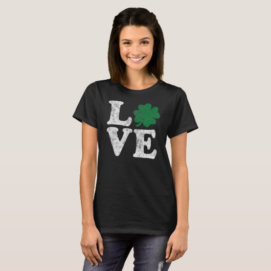 St Patrick's Day LOVE Shamrock Irish T-shirt (Voorkant volledig)