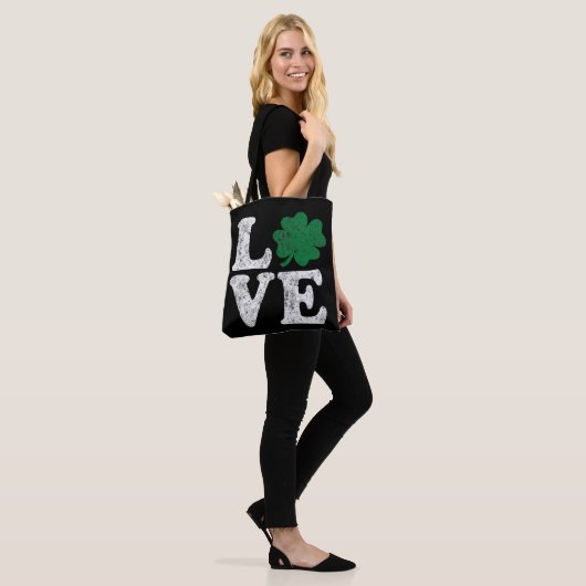 St Patrick's Day LOVE Shamrock Irish Tote Bag (Op model)