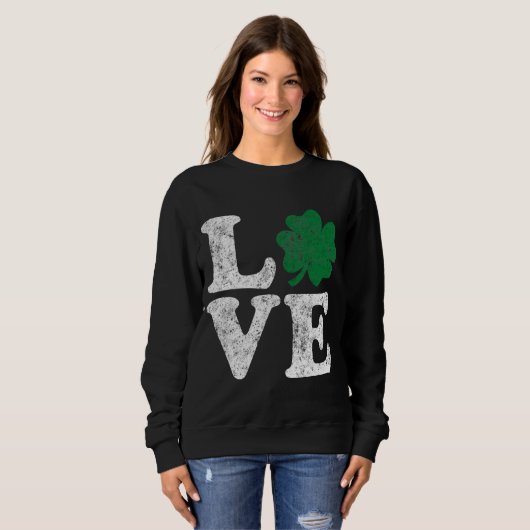 St Patrick's Day LOVE Shamrock Irish Trui (Voorkant volledig)