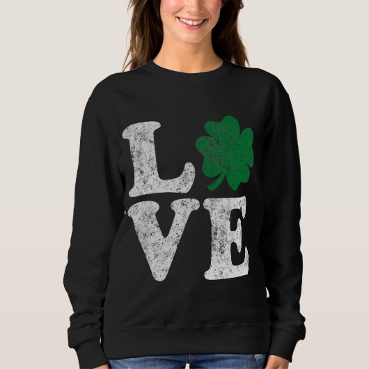 St Patrick's Day LOVE Shamrock Irish Trui (Voorkant)