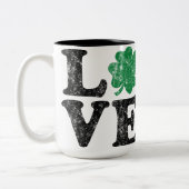 St Patrick's Day LOVE Shamrock Irish Tweekleurige Koffiemok (Links)