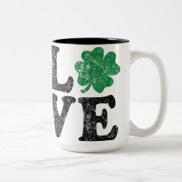 St Patrick's Day LOVE Shamrock Irish Tweekleurige Koffiemok