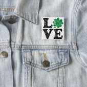 St Patrick's Day LOVE Shamrock Irish Vierkante Button 5,1 Cm (In situ)
