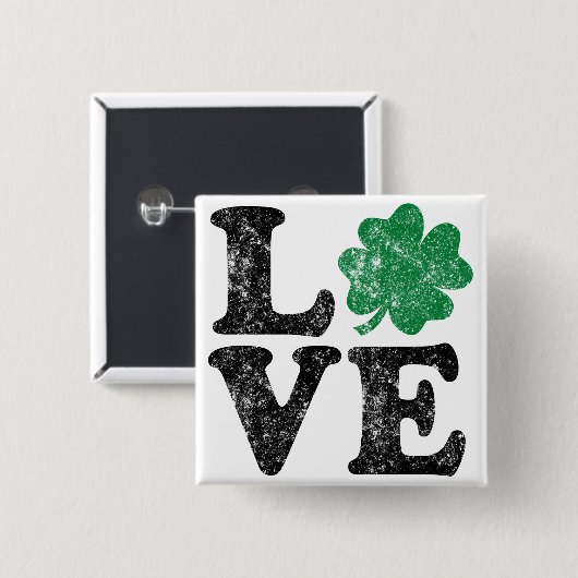 St Patrick's Day LOVE Shamrock Irish Vierkante Button 5,1 Cm (Voorkant /achterkant)