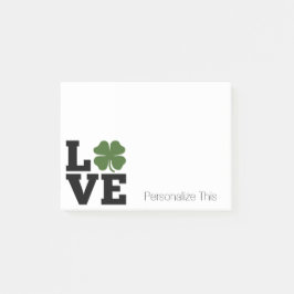 St. Patrick's Day Love with green shamrock Post-it® Notes