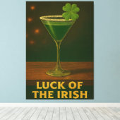 St. Patrick's Day Luck Of The Irish Clover Martini Canvas Afdruk (Insitu (Houten vloer))