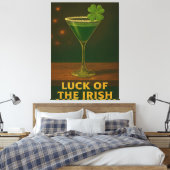 St. Patrick's Day Luck Of The Irish Clover Martini Canvas Afdruk (Insitu (Slaapkamer))