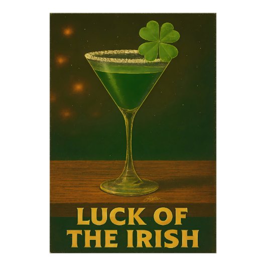 St. Patrick's Day Luck Of The Irish Clover Martini Foto Afdruk (Voorkant)