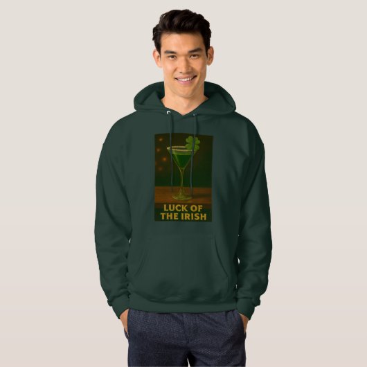 St. Patrick's Day Luck Of The Irish Clover Martini Hoodie (Voorkant volledig)