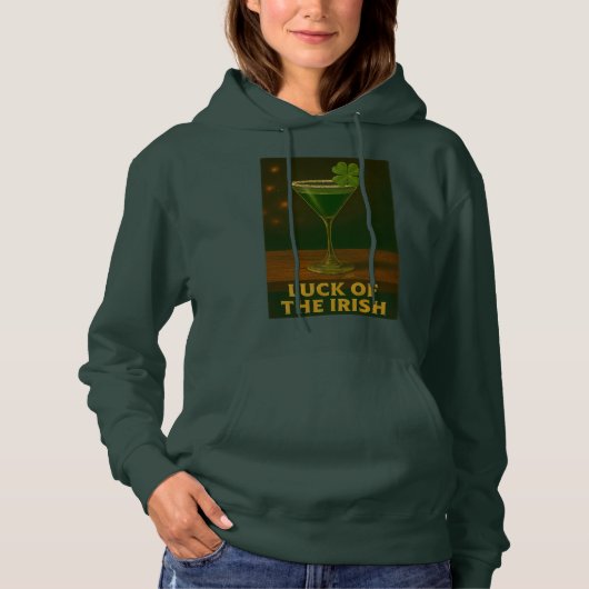 St. Patrick's Day Luck Of The Irish Clover Martini Hoodie (Voorkant)