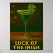 St. Patrick's Day Luck Of The Irish Clover Martini Poster (Voorkant)