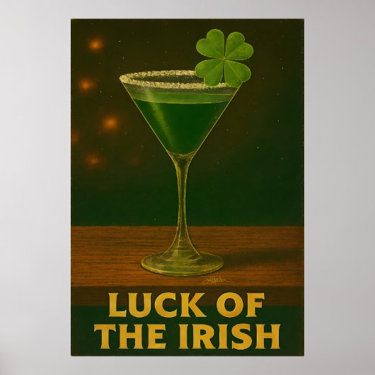 St. Patrick's Day Luck Of The Irish Clover Martini Poster (Voorkant)