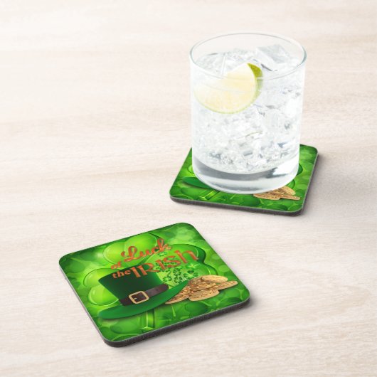 St. Patrick's Day "Luck of the Irish" Shamrock Drankjes Onderzetter (Rechterzijde)