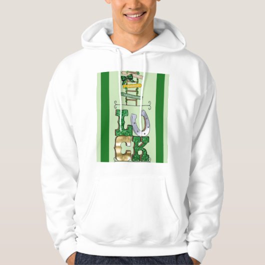 St. Patricks Day "LUCK" Tee Shirt Hooded for Men (Voorkant)