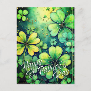 St. Patrick's Day Luck - Waterverf Shamrocks 🍀✨ Feestdagenkaart