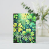St. Patrick's Day Luck - Waterverf Shamrocks 🍀✨ Feestdagenkaart (Staand voorkant)