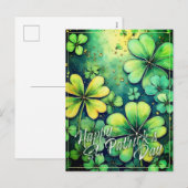 St. Patrick's Day Luck - Waterverf Shamrocks 🍀✨ Feestdagenkaart (Voorkant / Achterkant)