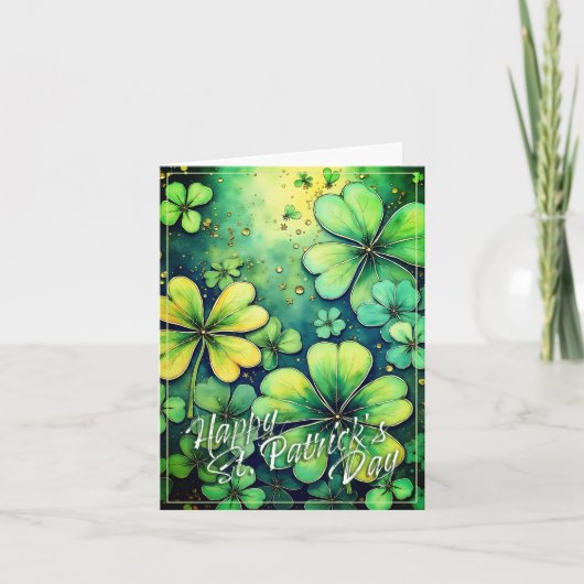 St. Patrick's Day Luck - Waterverf Shamrocks 🍀✨ Kaart (Voorkant)