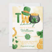 St Patricks Day Lucky 2e verjaardag Uitnodiging (Voorkant)
