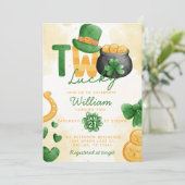 St Patricks Day Lucky 2e verjaardag Uitnodiging (Staand voorkant)